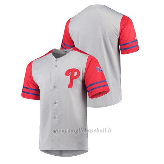 Maglia Baseball Uomo Philadelphia Phillies Button-down Stitches Autentico Grigio